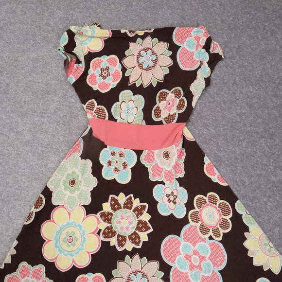 VTG Jody California Made in USA Floral PTP 15in Mulitcolor MidLength Retro Dress - Picture 11 of 11